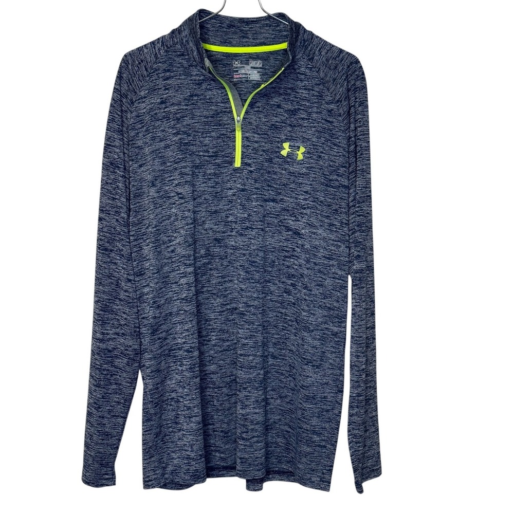 Under Armour Mens HeatGear Loose 1/4 Zip Pullover Heather Blue Medium